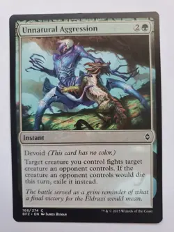 MTG Magic The Gathering Card Unnatural Aggression Instant Green Battle For Zendi - Image 1