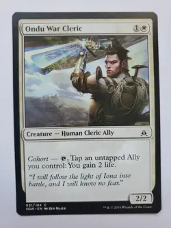 MTG Magic The Gathering Card Ondu War Cleric Creature Human Cleric Ally White - Image 1