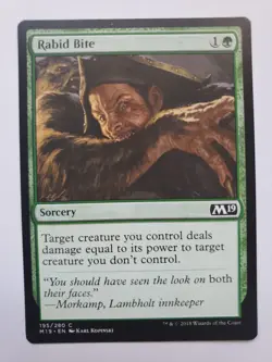 MTG Magic The Gathering Card Rabid Bite Sorcery Green M19 - Image 1