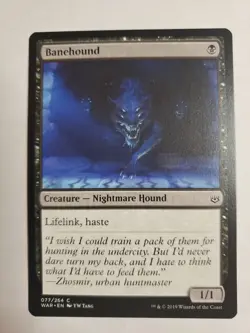 MTG Magic The Gathering Card Banehound Creature Nightmare Hound Black War Of The - Image 1