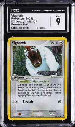 2005 POKEMON EX DEOXYS REVERSE HOLO #50/107 VIGOROTH CGC 9 - Image 1