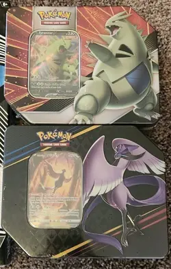 POKEMON TCG CHARIZARD GALARIAN ARTICUNO TYRANITAR V STRIKERS EVO TINS SEALED LOT - Image 4