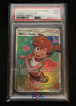 2019 POKEMON SUN & MOON UNIFIED MINDS #235 FULL ART/MISTY'S FAVOR PSA 9 - Image 3