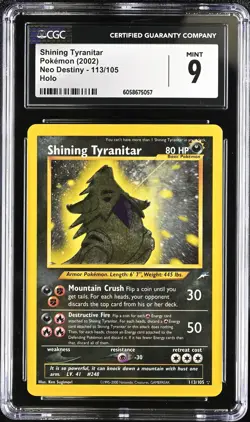 CGC 9 MINT Shining Tyranitar 2002 Neo Destiny 113/105 Holo Pokemon Card - Image 1