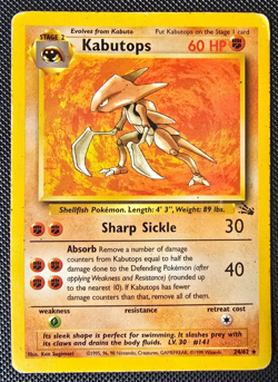 Pokemon WOTC Card - Kabutops - Fossil Set - Non-Holo Rare - 24/62 - MP - Image 1