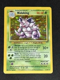 Pokemon WOTC Card - Nidoking - Base Set - Holo Rare - 11/102 - MP-HP - Image 1