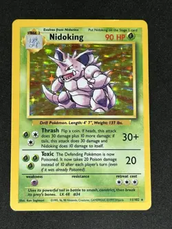 Pokemon WOTC Card - Nidoking - Base Set - Holo Rare - 11/102 - MP-HP - Image 3