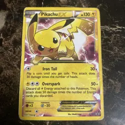 Pokemon TCG Pikachu EX Trading Card. Not To Good In Condition, But Still Fun. - Image 1