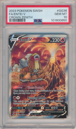 2023 Pokemon Sword & Shield Entei V Crown Zenith Full Art #GG36 PSA 10 - Image 1