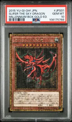 YuGiOh Slifer the Sky Dragon PSA10 Millennium Gold Rare Japanese Card - Image 1