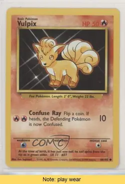 Vulpix Pokemon Base Set #68 1999 READ 0f8 - Image 1
