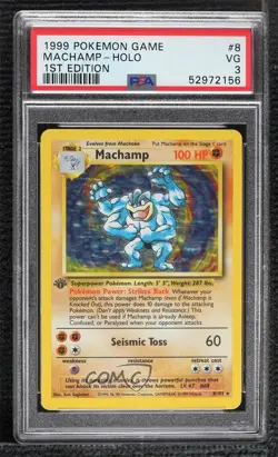 Machamp (Starter Deck) Holo 1st Ed. Pokemon Base Set PSA 3 1999 0nr3 - Image 1
