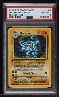 Machamp (Starter Deck) Holo 1st Ed. Pokemon Base Set PSA 8 1999 04u9 - Image 1