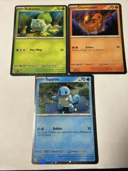 Bulbasaur Charmander Squirtle Poster Promos 3 Card Set Pokemon 151 TCG Promo - Image 1