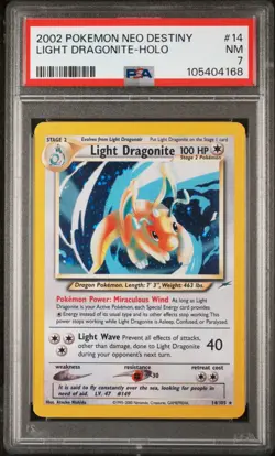 2002 POKEMON NEO DESTINY #14 LIGHT DRAGONITE-HOLO PSA - Image 1