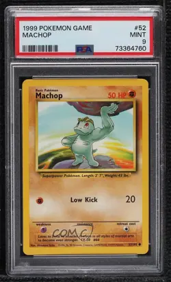 Machop Pokemon Base Set PSA 9 MINT 1999 02ka - Image 1