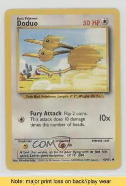 Doduo Pokemon Base Set #48 1999 READ 01az - Image 1