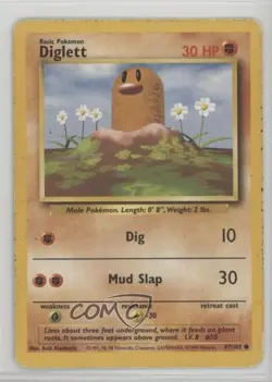 Diglett Pokemon Base Set #47 1999 17t2 - Image 1