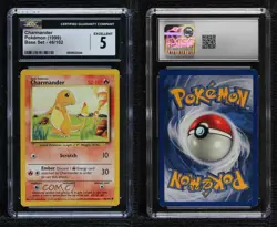 Charmander Pokemon Base Set CGC 5 1999 1h3d - Image 3