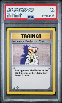 1999 POKEMON BASE SET 1ST EDITION #73 IMPOSTOR PROFESSOR OAK PSA 7 - Image 1