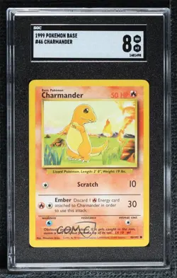 Charmander Pokemon Base Set SGC 8 1999 14dq - Image 1