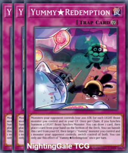 YUGIOH x3 JUSH-EN026 YUMMY REDEMPTION - RARE 1st EDITION - Image 1
