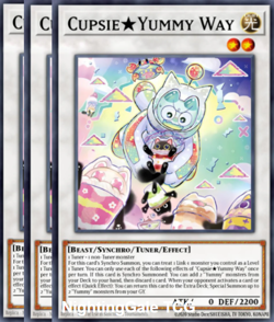 YUGIOH x3 JUSH-EN019 CUPSY YUMMY WAY - RARE 1st EDITION - Image 1