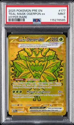 2025 POKEMON PRE EN-PRISMATIC EVOLUTIONS HYPER RARE TEAL MASK OGERPON EX PSA 9 - Image 1