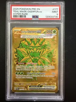 2025 POKEMON PRE EN-PRISMATIC EVOLUTIONS HYPER RARE TEAL MASK OGERPON EX PSA 9 - Image 1