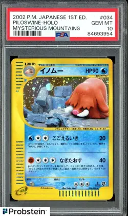 2002 Pokemon Mysterious Mountains #034 Piloswine Holo PSA 10 GEM MINT - Image 1