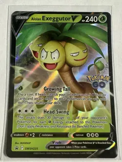 Alolan Exeggutor V - SWSH225 - Pokemon Sword & Shield Base Set Rare Card NM - Image 1