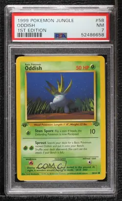 Oddish 1st Ed. Pokemon Jungle PSA 7 1999 1t5 - Image 1