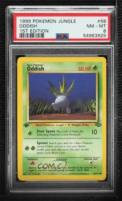 Oddish 1st Ed. Pokemon Jungle PSA 8 1999 0y2r - Image 1