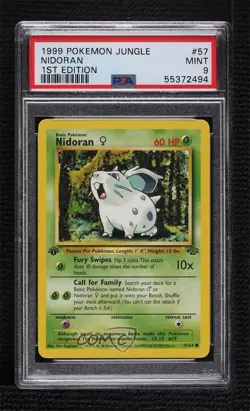 Nidoran F 1st Ed. Pokemon Jungle PSA 9 MINT 1999 0ww3 - Image 1