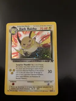 2000 Pokemon Team Rocket Dark Raichu 83/82 SWIRL Holo SECRET RARE LP - Image 2