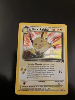 2000 Pokemon Team Rocket Dark Raichu 83/82 SWIRL Holo SECRET RARE LP - Image 3
