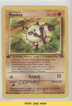 Mankey 1st Ed. Pokemon Jungle #55 1999 READ u3f - Image 1