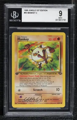 Mankey 1st Ed. Pokemon Jungle BGS 9 MINT 1999 3c7 - Image 1