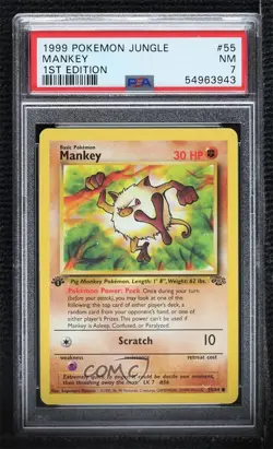 Mankey 1st Ed. Pokemon Jungle PSA 7 1999 0y2r - Image 1