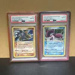 2005 Pokemon GS Kyogre #111 and Groudon #112 Holo Ex Delta Species Seq. PSA 8 - Image 1