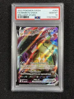 2022 POKEMON SWSH BRILLIANT STARS MIMIKYU VMAX 069/172 FULL ART - PSA 10 - Image 2