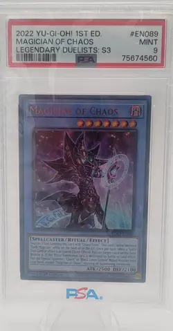 YUGIOH! PSA 9 2022 Magician of Chaos LDS3-EN089 Ultra Rare 1st Edition GOLD NAME - Image 1