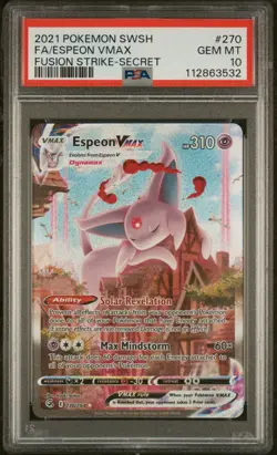 2021 POKEMON SWORD & SHIELD FUSION STRIKE SECRET FULL ART/ESPEON VMAX PSA 10 - Image 1