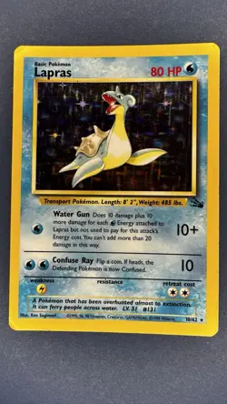 Pokemon TCG Lapras Fossil Unlimited 1999 10/62 Holo Rare Vintage WOTC - Image 1