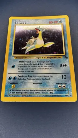 Pokemon TCG Lapras Fossil Unlimited 1999 10/62 Holo Rare Vintage WOTC - Image 2