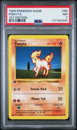 1999 POKEMON BASE SET 1ST EDITION #60 PONYTA PSA 7 - Image 1