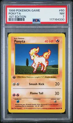 1999 POKEMON BASE SET 1ST EDITION #60 PONYTA PSA 7 - Image 1