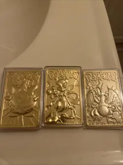 23kt Gold Plated Pokemon Cards Which Include Charizard, Mewtwo, And Togepi - Image 1