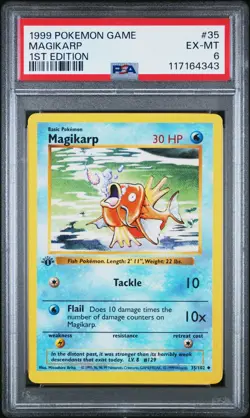 1999 POKEMON BASE SET 1ST EDITION #35 MAGIKARP PSA 6 - Image 1