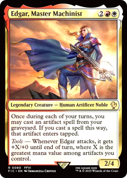 MTG Edgar, Master Machinist 80 Rare Surge Foil Final Fantasy Commander - Image 1